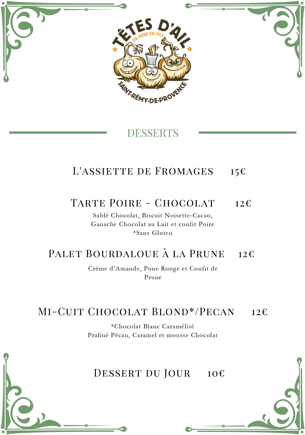 Desserts-AUTOMNE-2025 Carte Desserts Têtes d'Ail